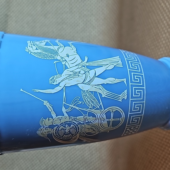 Jim Beam Blue Decanter Milk Glass Greek Chariot Liquor Urn 14" Vintage 1960s - Picture 4 of 6